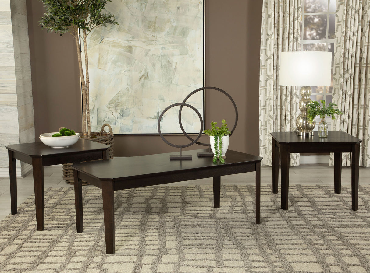 Amaro 3-Piece Coffee and End Table Set Dark Brown