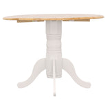 Round Dining Table With Drop Leaf Pedestal Base, Expandable Top - Natural