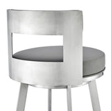 Lynof - Swivel Bar Stool - Brushed Stainless Steel Finish