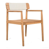 Creative Braided Acacia Wood Outdoor Dining Table And Chairs With Armrests (Set of 2) - Teak / White