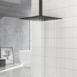 16" Square Rainfall Shower Head Fixed Wall Mount With Full Body Coverage & Self Cleaning Silicone Nozzles