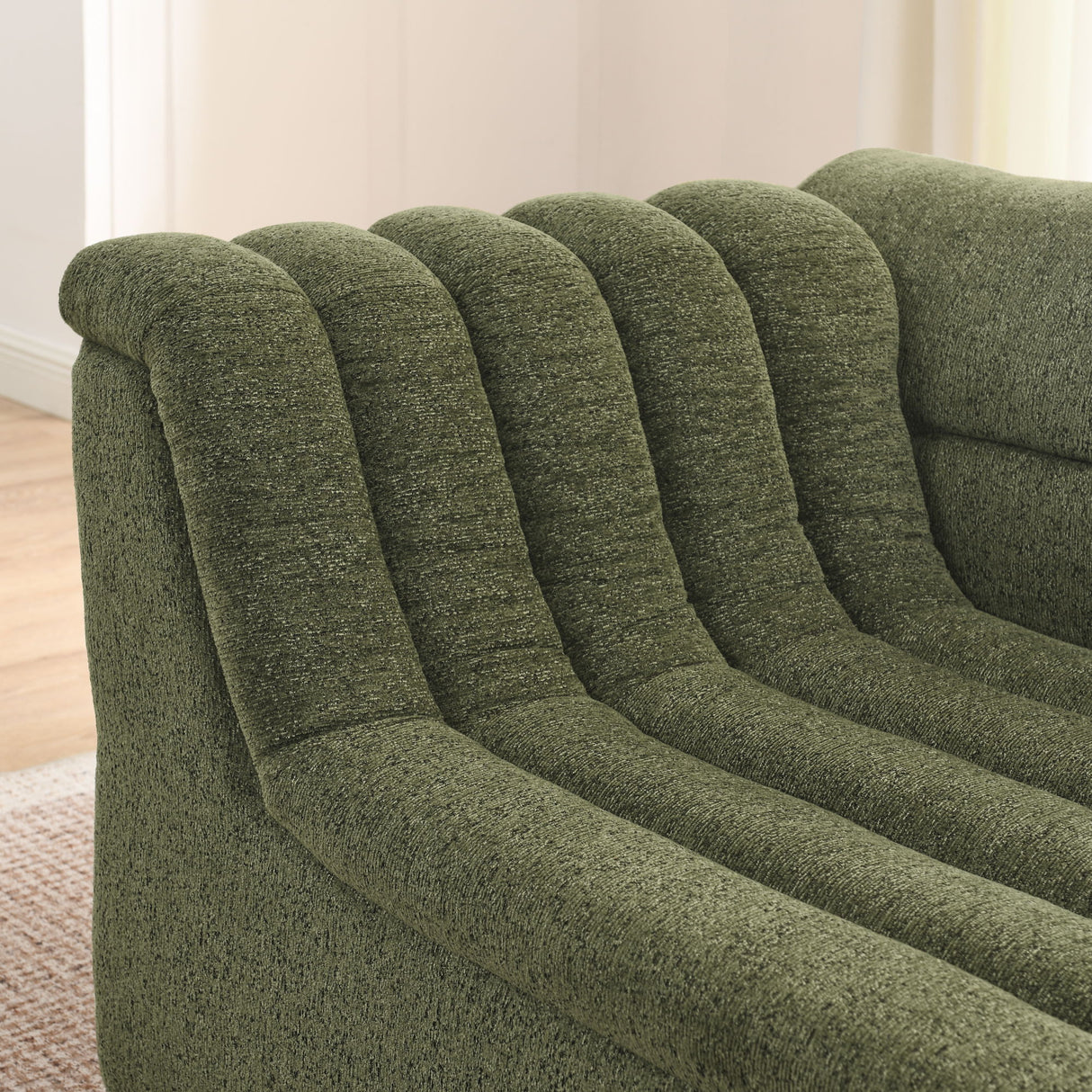 U-Shaped Modular Sectional Sofa With Chaise And Movable Ottoman With Wave-Shaped Armrest