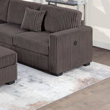 Upholstered L - Shaped 4 Piece Sectional Set With USB, Cocktail Ottoman