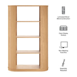 74" Curved Four - Tier Wood Display Bookshelf in Natural - Bookcases available at Alpine Outlets in Denver