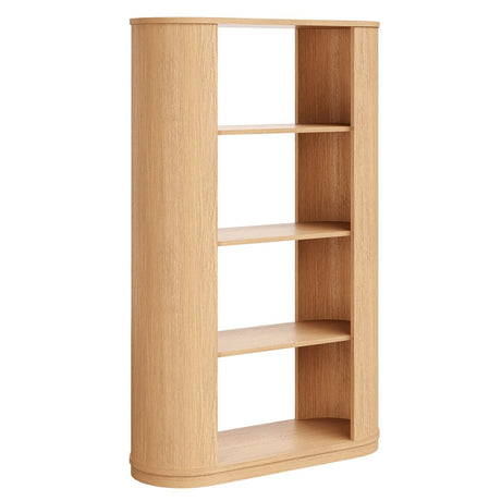 74" Curved Four - Tier Wood Display Bookshelf in Natural - Bookcases available at Alpine Outlets in Denver