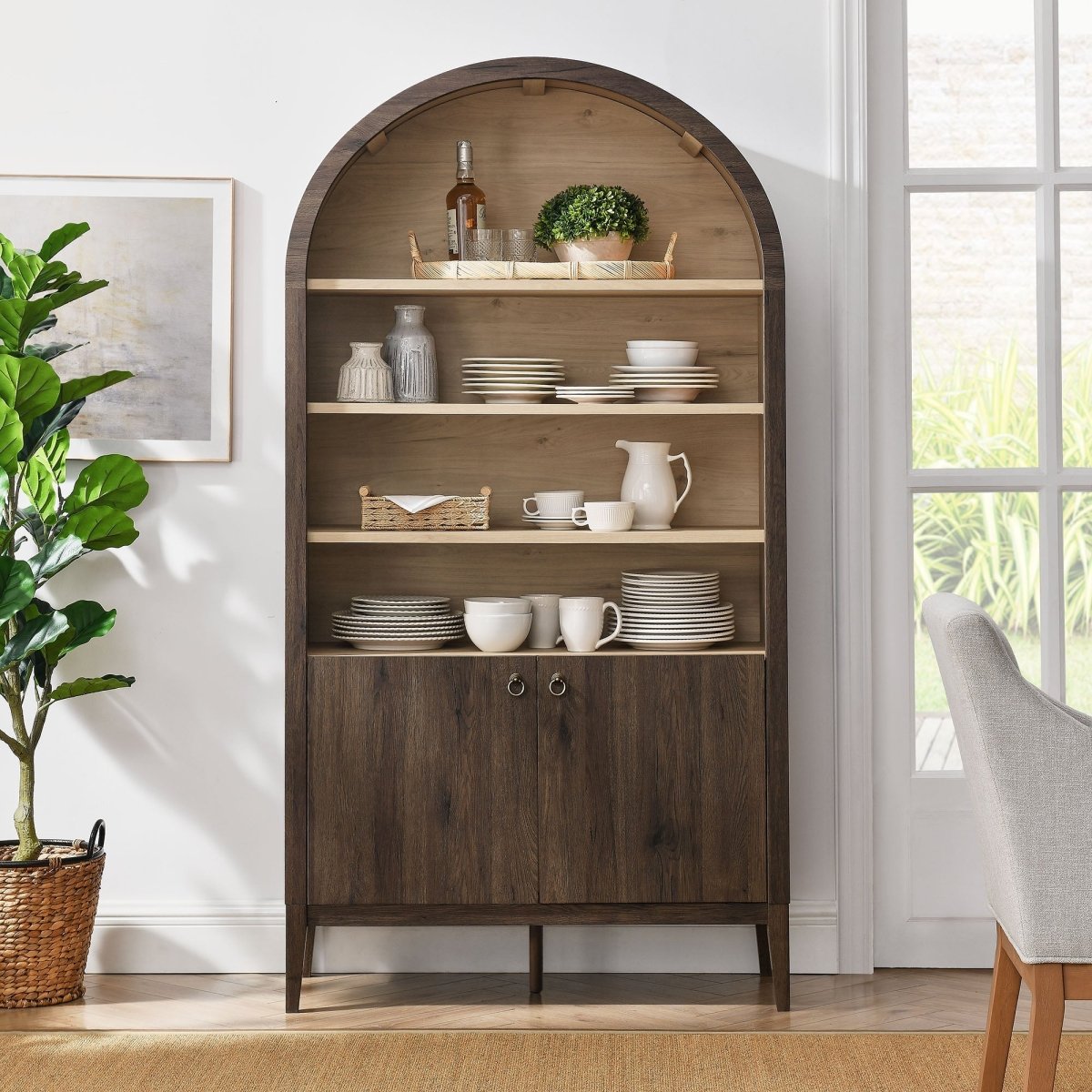 74" Tall Arched Storage Display Cabinet and Bookshelf - Bookcases available at Alpine Outlets in Denver