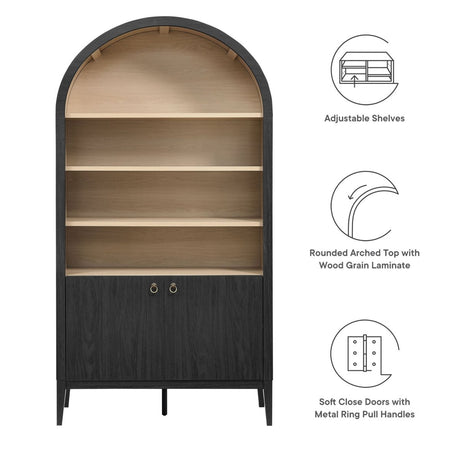 74" Tall Arched Storage Display Cabinet and Bookshelf - Bookcases available at Alpine Outlets in Denver