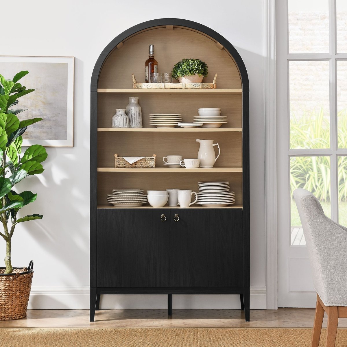 74" Tall Arched Storage Display Cabinet and Bookshelf - Bookcases available at Alpine Outlets in Denver
