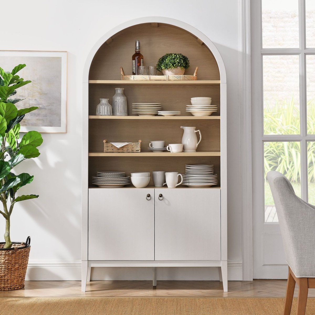 74" Tall Arched Storage Display Cabinet and Bookshelf - Bookcases available at Alpine Outlets in Denver