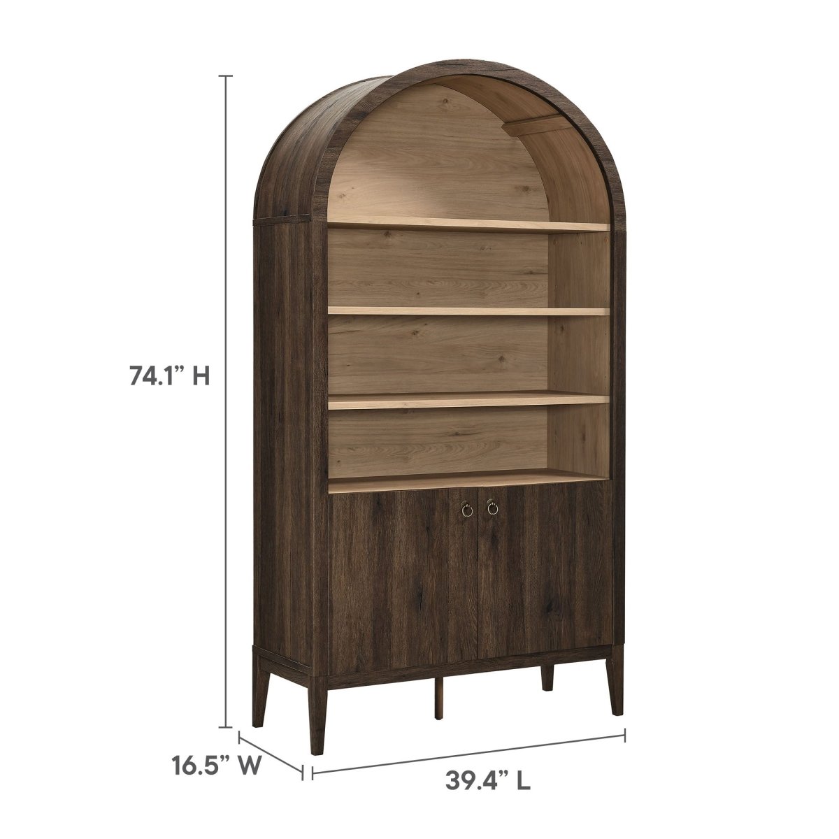 74" Tall Arched Storage Display Cabinet and Bookshelf - Bookcases available at Alpine Outlets in Denver