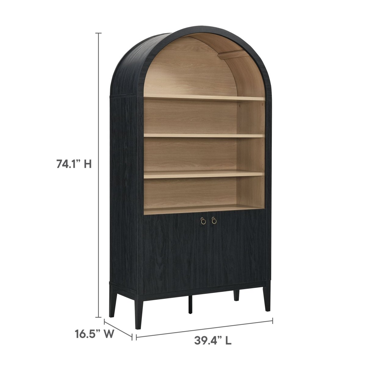 74" Tall Arched Storage Display Cabinet and Bookshelf - Bookcases available at Alpine Outlets in Denver