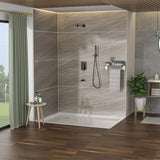 Wall Mounted Square Shower System With Rainfall Tub Spout And Handheld Shower, 10" - Matte Black