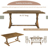 6 Piece Dining Table Set With Rectangular Wood Table, 4 Upholstered Chairs, Bench