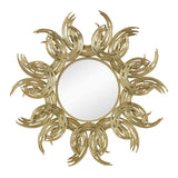 Sunburst Metal Decorative Mirror With, Boho Wall Decor Sun Mirror For Living Room Bathroom Enterway - Gold - Wall Mirrors - Alpine Outlets