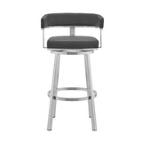 Lorin - 26" Faux Leather And Brushed Stainless Steel Swivel Bar Stool - Gray