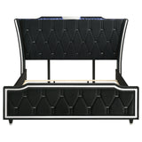 Mika - LED Upholstered Bed With Tufted Wingback Headboard And Ambient Lighting