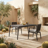 Avila - Outdoor Dining Chair With Woven Rattan Back Aluminum Frame And Cushion (Set of 2) - Dark Bronze / Silver Ash