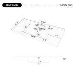 Bathroom Vanity & Sink, 6 Soft Close Drawers & Double Doors - White
