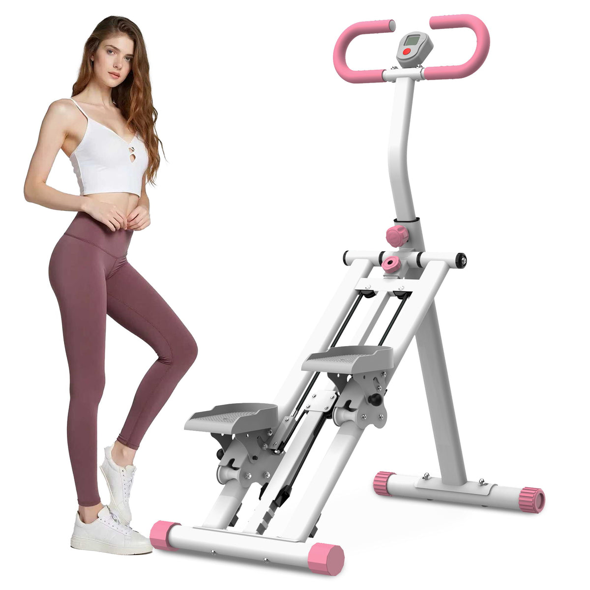 Stair Stepper With Resistance Home Upgrade Vertical Climber Workout Machine For Full Body Exercise - Pink