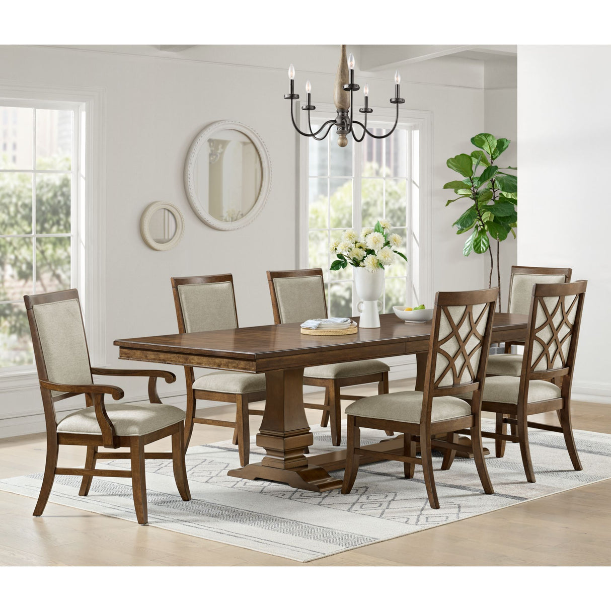 Phillipe - Dining Side Chair With Fabric (Set of 2) - Cherry And Gray