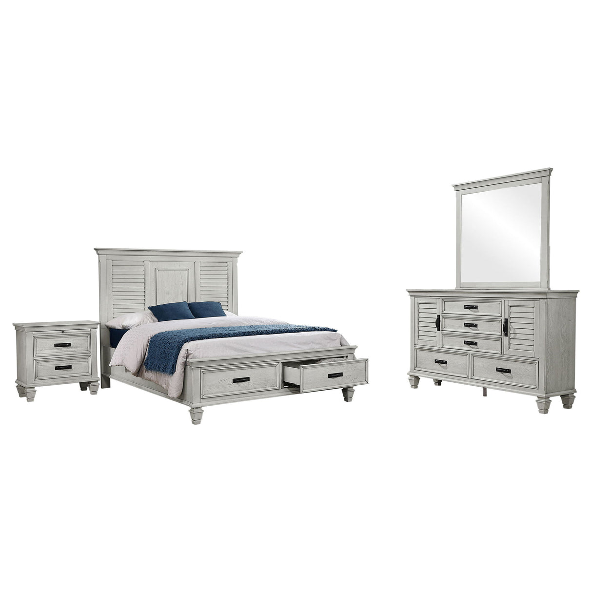 Lockeford - 4 Piece Queen Size Bedroom Set With Coordinated Mirror - White