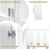 Bathroom Cabinet With 3 Adjustable Shelves Wall Mounted Medicine Cabinet, Soft Closing Hinges, Open Shelving Design - White