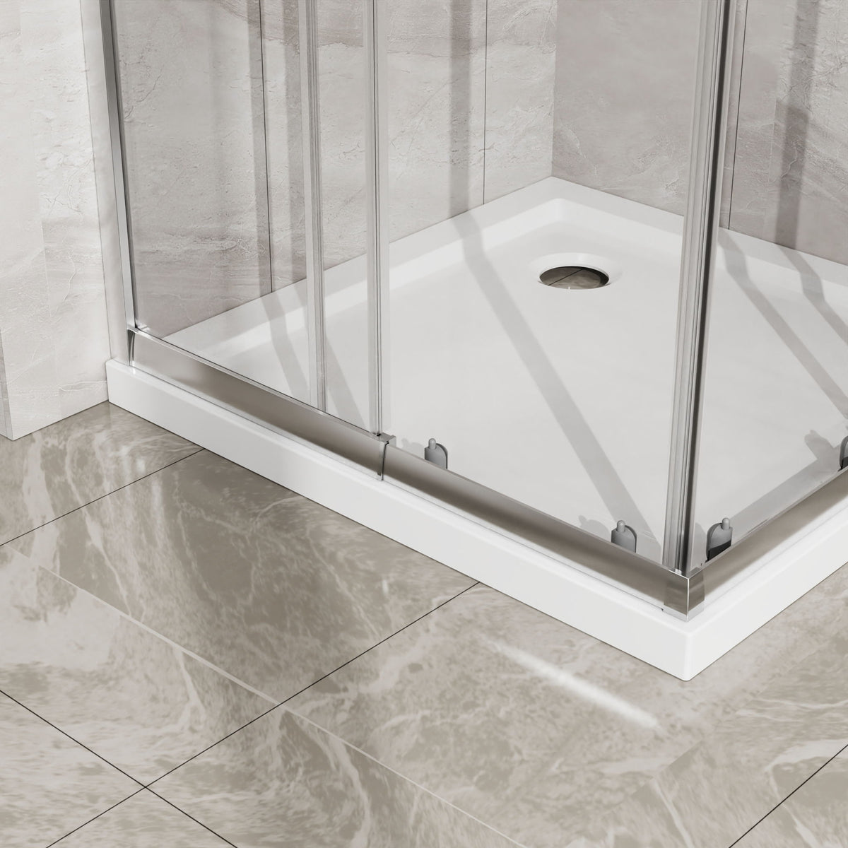 Corner Sliding Shower Door & Base Combo No Drain Kit