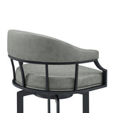 Edy - Swivel 30" Black Finish And Faux Leather Bar Stool - Gray