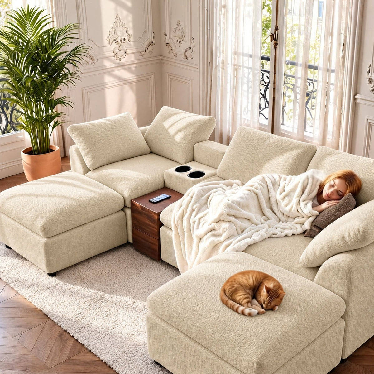 Modular Cloud Couch With Storage Console
