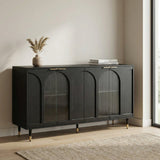 Accent Cabinet with 4 Fluted Glass Doors 60in x 16in