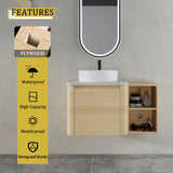 Mounted Bathroom Vanity With Art Sink, Storage Shelves, Soft Close Door