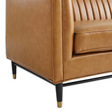 75 - Inch Devote Channel Tufted Vegan Leather Loveseat in Tan - Loveseats available at Alpine Outlets in Denver