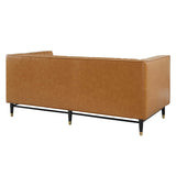75 - Inch Devote Channel Tufted Vegan Leather Loveseat in Tan - Loveseats available at Alpine Outlets in Denver