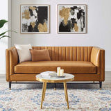 75 - Inch Devote Channel Tufted Vegan Leather Loveseat in Tan - Loveseats available at Alpine Outlets in Denver