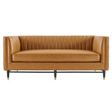 75 - Inch Devote Channel Tufted Vegan Leather Loveseat in Tan - Loveseats available at Alpine Outlets in Denver