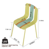 4 Piece Set Of Color Block Designed Single Chairs With Folding Square Table - Grain Yellow / Haze Green / Khaki / Tropical Orange / White