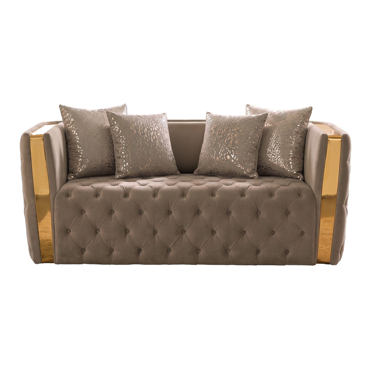 Naomi - Button Tufted Loveseat - Taupe