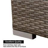 2 Piece Patio Loveseat Set With Thick Cushions, Outdoor Sectional Sofa For Balcony - Blue / Brown