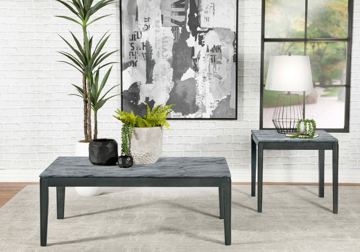 Mozzi Square Faux Marble Side Table - Grey and Black