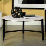 Tandi Round Faux Marble Coffee Table, White and Black