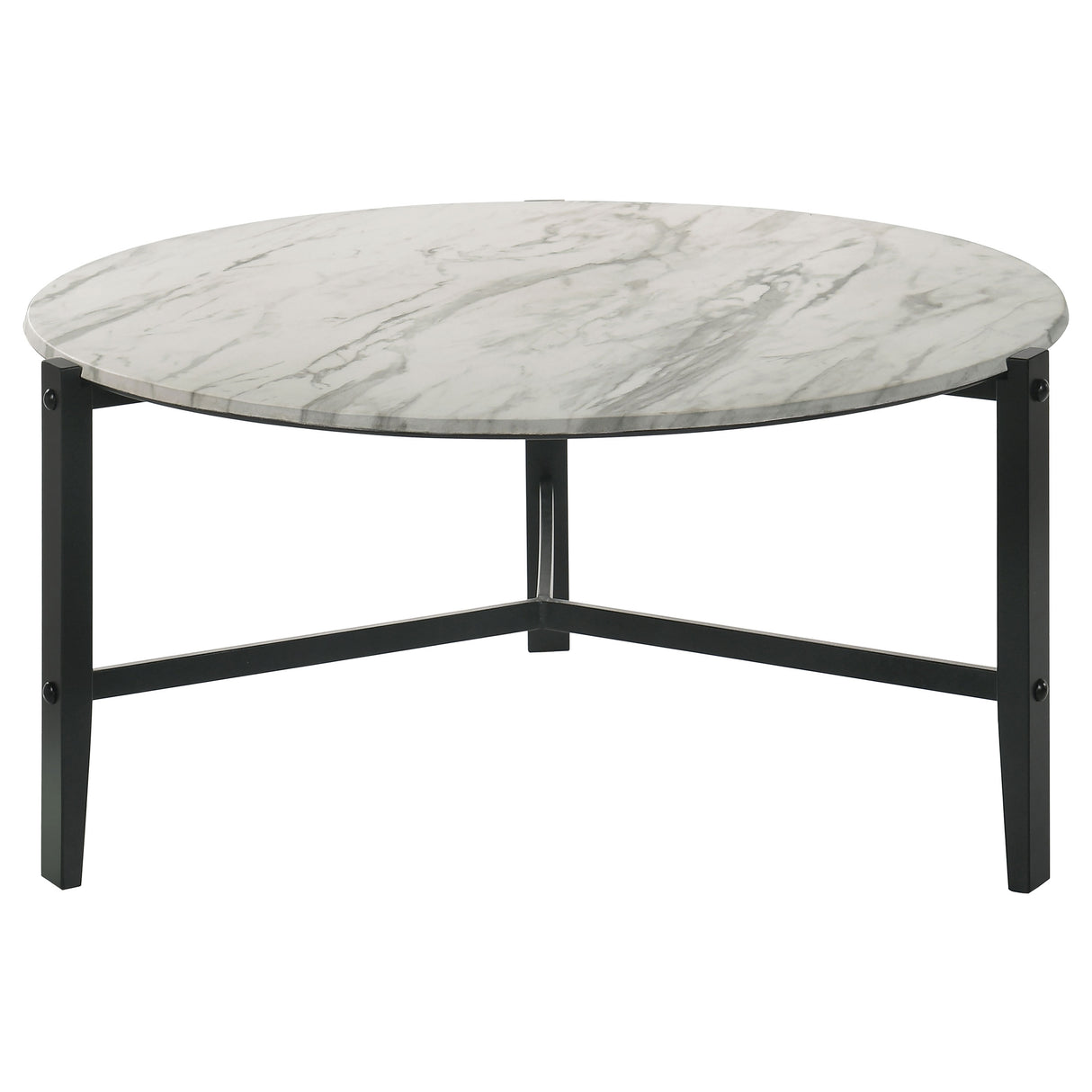 Tandi Round Faux Marble Coffee Table, White and Black