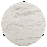 Tandi Round Faux Marble Coffee Table, White and Black