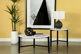 Tandi Round Faux Marble Coffee Table, White and Black