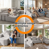 U-Shaped Sectional Sofa With Chaise Lounge And Cup Holders