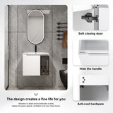 Wall Mounted Bathroom Vanity With Sink, 2 Soft Close Doors, Cabinet & Half Door