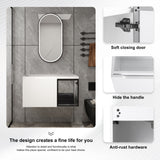 36" (35 1 / 4") Wall Mounted Bathroom Vanity, Cabinet With Half Door (Excluding Sink) - Glossy White