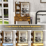 Modern Small Vanity Desk With 3 LED Lighting Modes, 3 Drawers