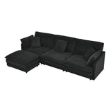 L-Shaped Sectional Sofa With Ottoman, Convertible 4 Seater Couch