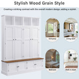 Hall Tree With Bench And Cabinet, 4 In 1 Entryway Bench With Coat Rack