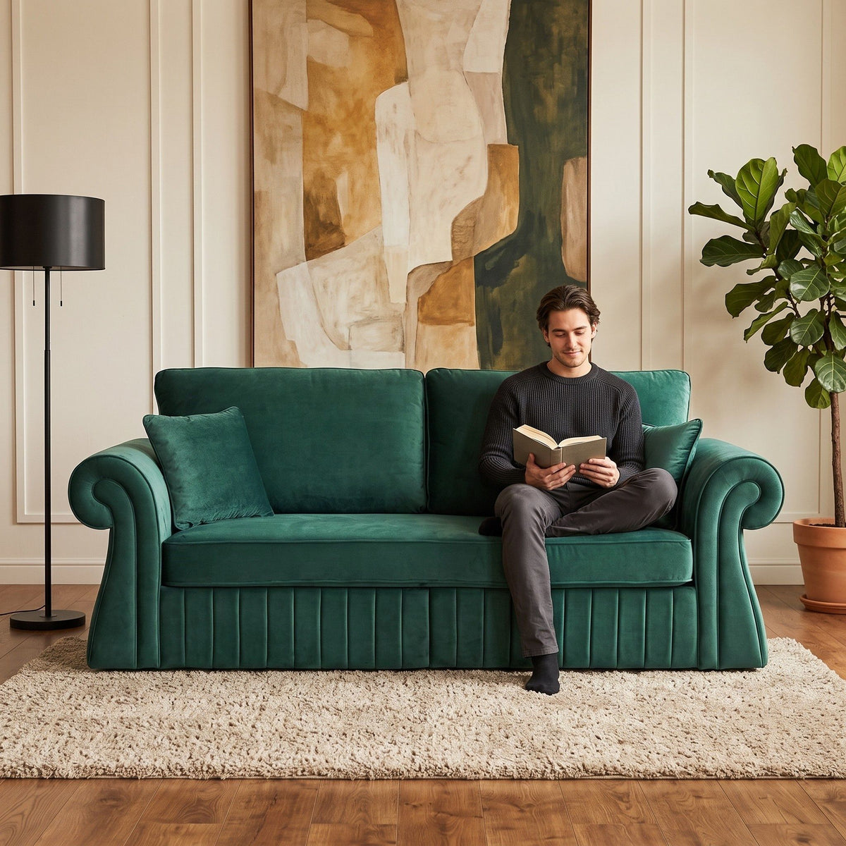 3 Seater Sofa With Pocket Coils And Foam Cushion, Removable Seat